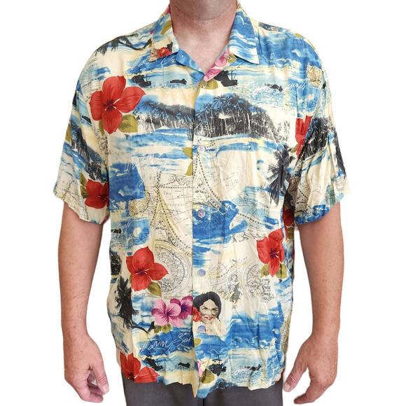 vintage JAMS WORLD Tropique tropical button up graphic Hawaiian shirt Size XL - Picture 1 of 6
